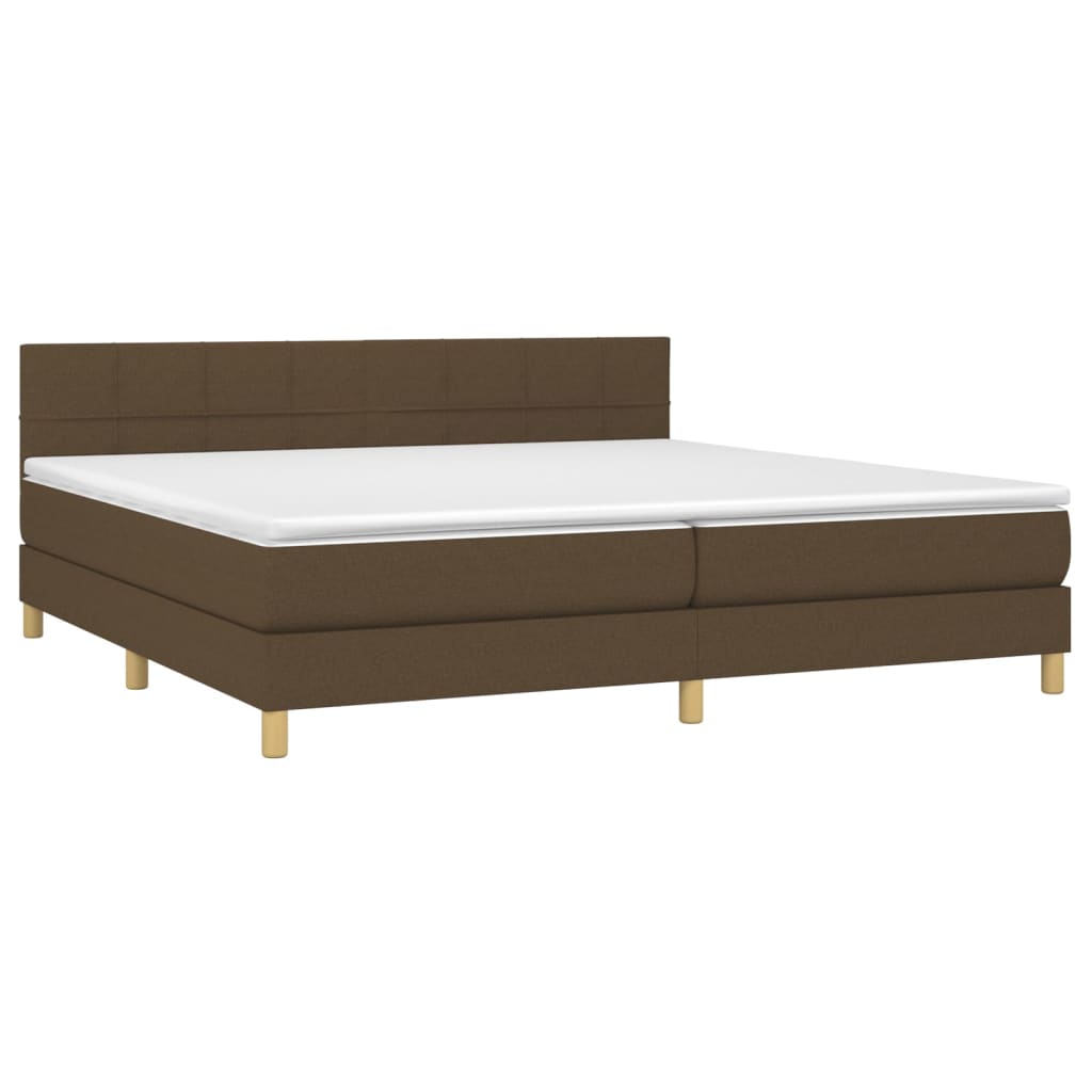 vidaXL Κρεβάτι Boxspring με Στρώμα & LED Σκ.Καφέ 200x200 εκ Υφασμάτινο