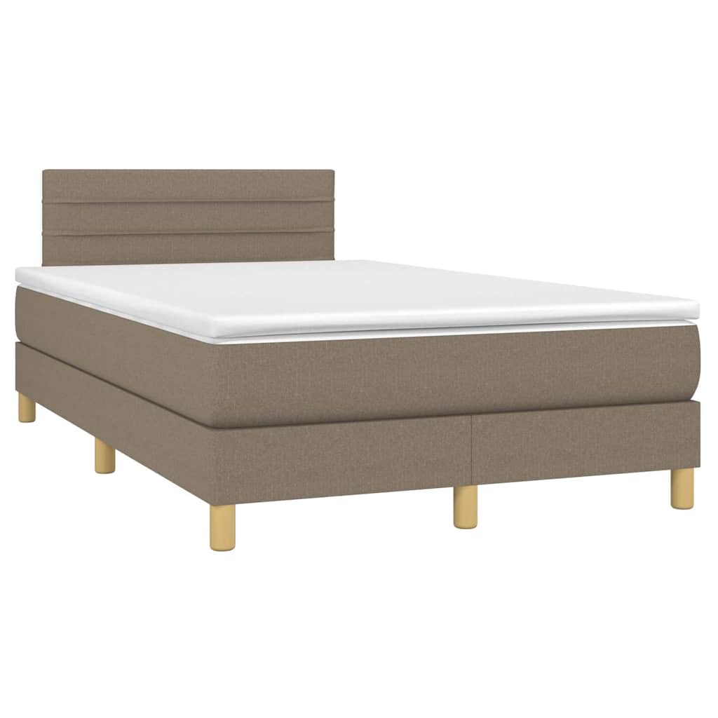 vidaXL Κρεβάτι Boxspring με Στρώμα & LED Taupe 120x200 εκ. Υφασμάτινο