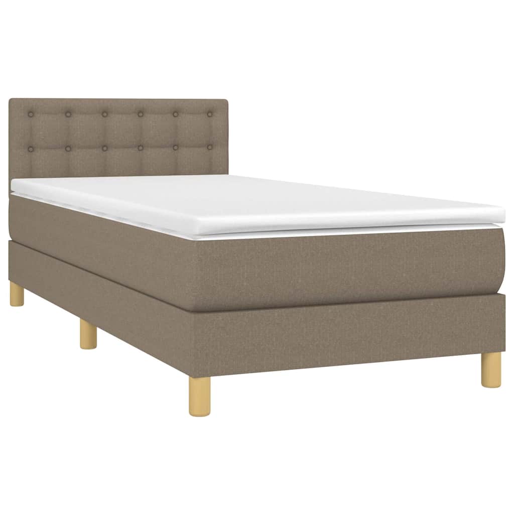 vidaXL Κρεβάτι Boxspring με Στρώμα & LED Taupe 100x200 εκ. Υφασμάτινο