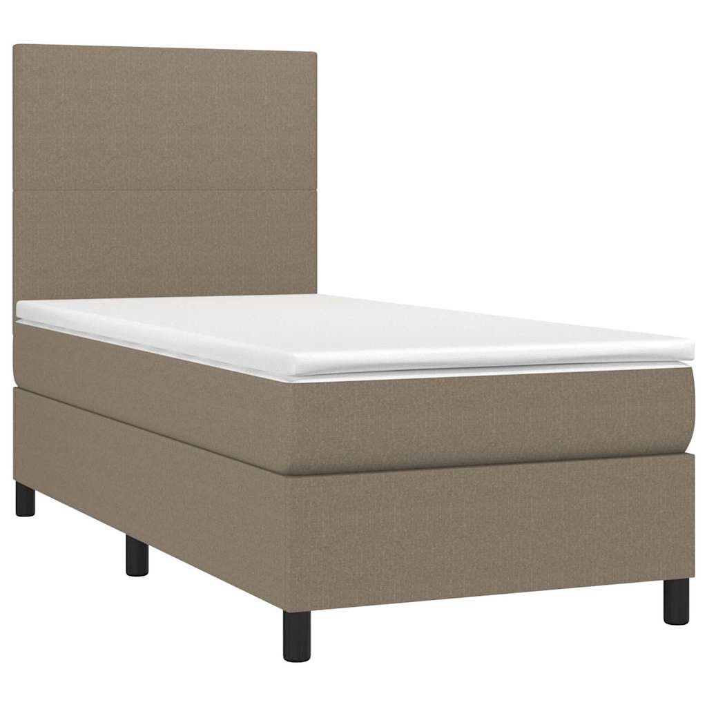 vidaXL Κρεβάτι Boxspring με Στρώμα & LED Taupe 100x200 εκ. Υφασμάτινο