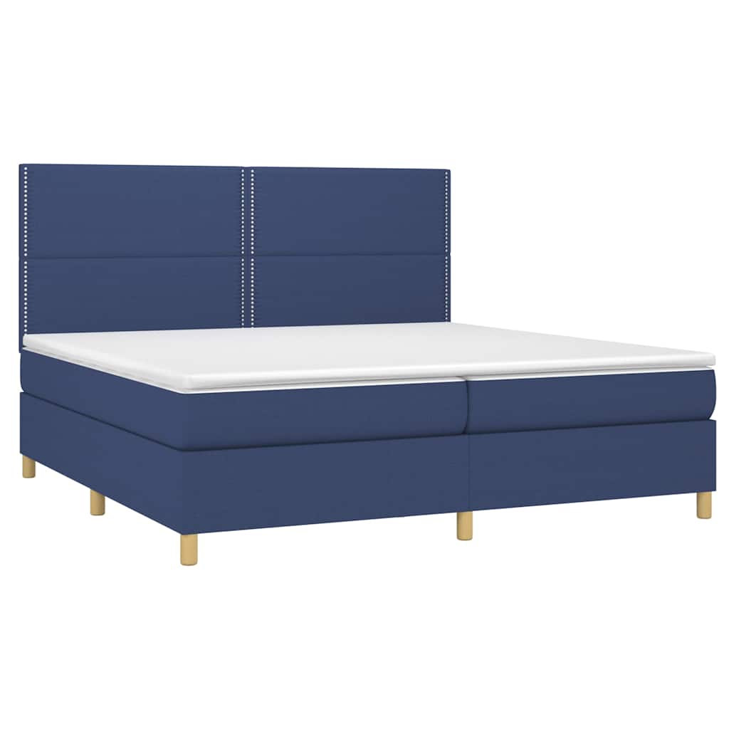 vidaXL Κρεβάτι Boxspring με Στρώμα & LED Μπλε 200x200 εκ. Υφασμάτινο