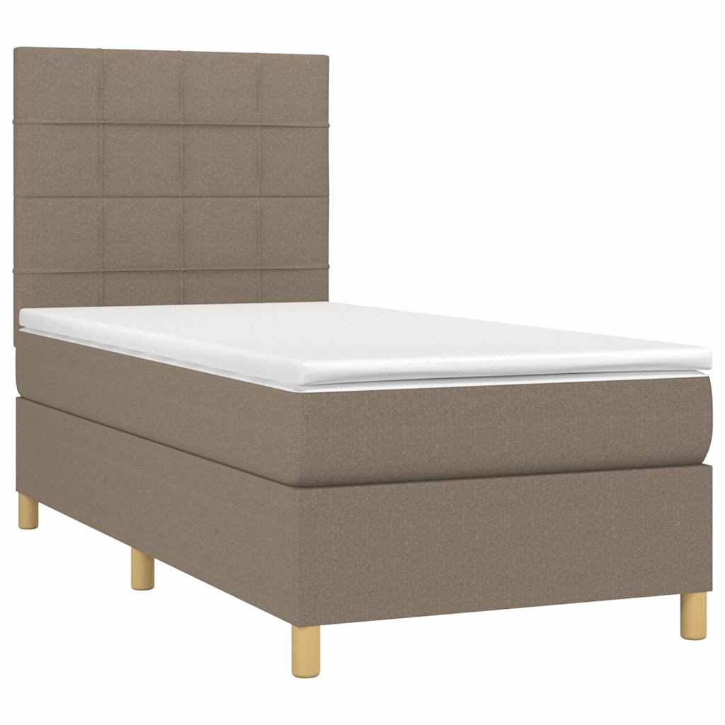 vidaXL Κρεβάτι Boxspring με Στρώμα & LED Taupe 80x200 εκ. Υφασμάτινο
