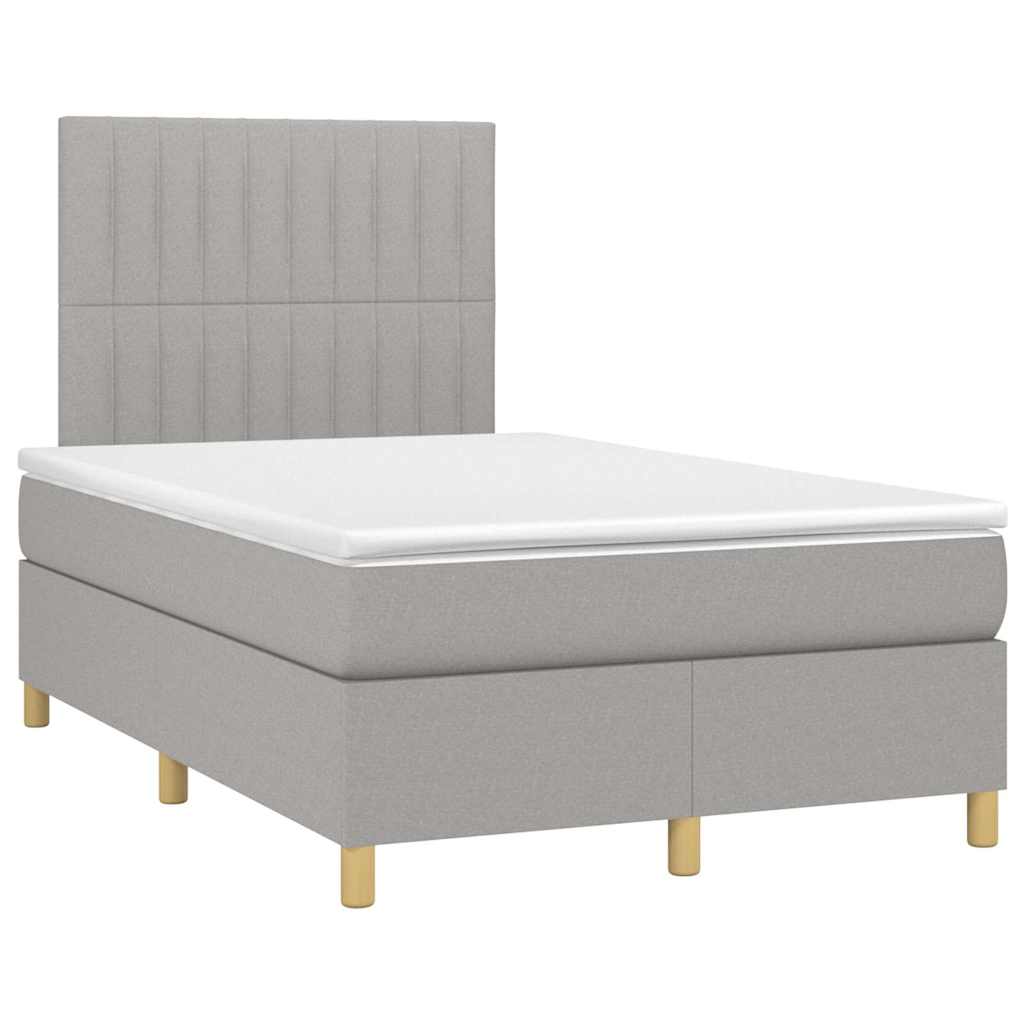 vidaXL Κρεβάτι Boxspring με Στρώμα & LED Αν.Γκρι 120x200 εκ Υφασμάτινο