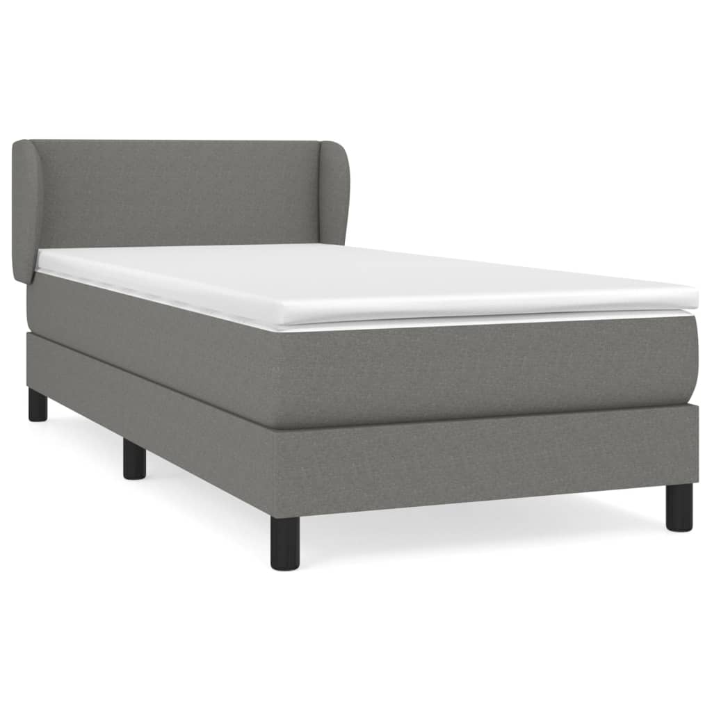 vidaXL Κρεβάτι Boxspring με Στρώμα Σκούρο Γκρι 90x190 εκ. Υφασμάτινο