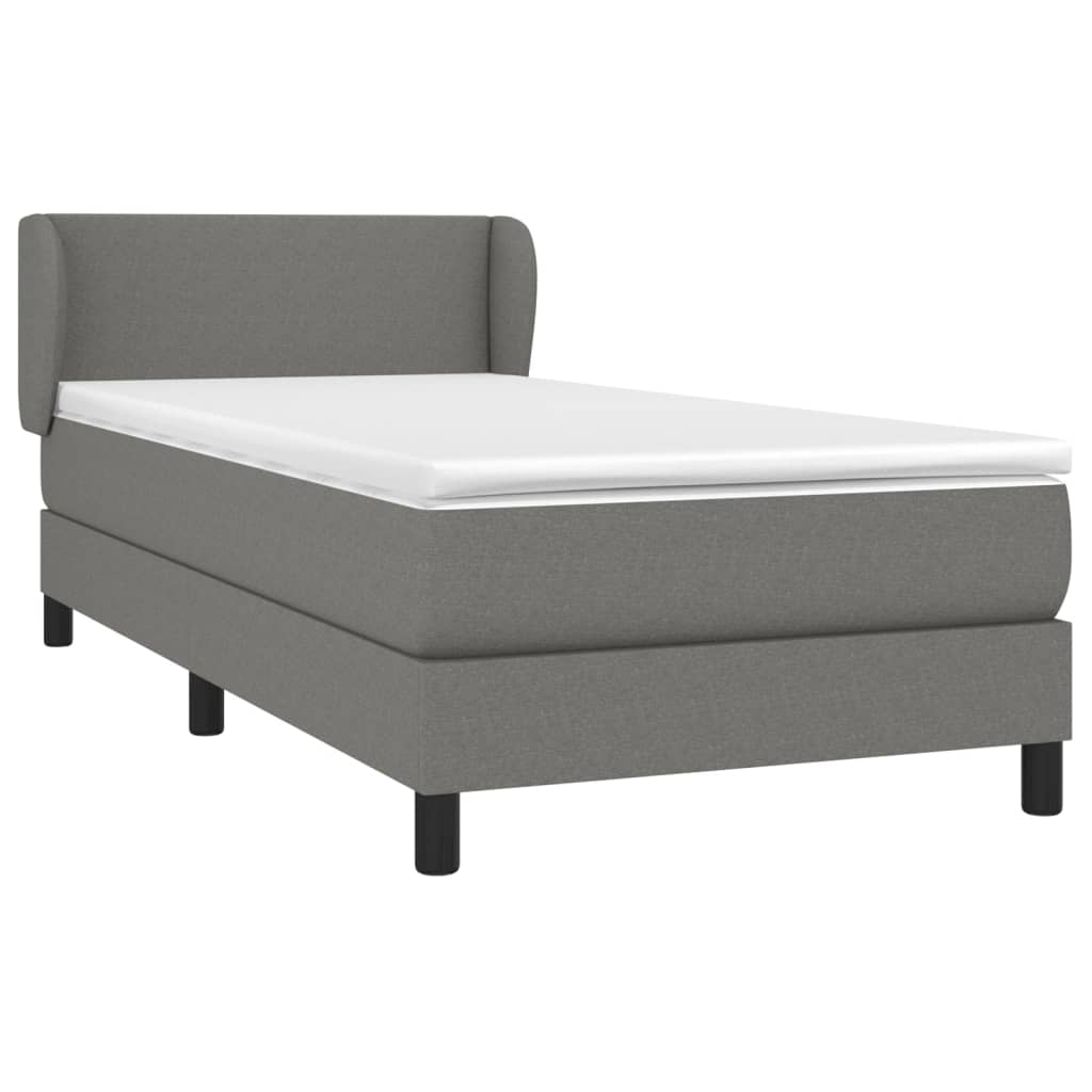 vidaXL Κρεβάτι Boxspring με Στρώμα Σκούρο Γκρι 90x190 εκ. Υφασμάτινο
