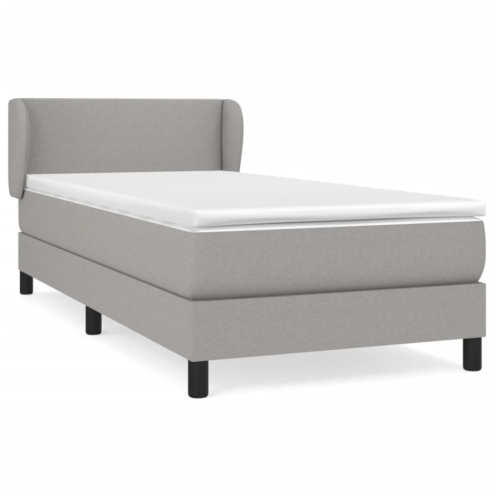 vidaXL Κρεβάτι Boxspring με Στρώμα Ανοιχτό Γκρι 100x200 εκ. Υφασμάτινο