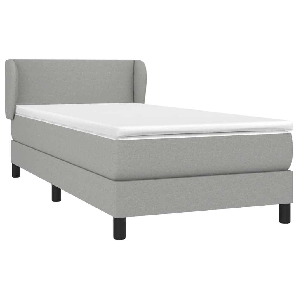 vidaXL Κρεβάτι Boxspring με Στρώμα Ανοιχτό Γκρι 100x200 εκ. Υφασμάτινο