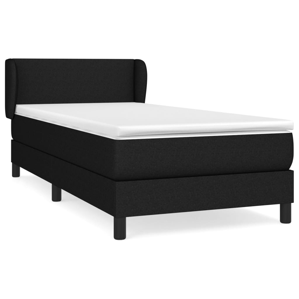 vidaXL Κρεβάτι Boxspring με Στρώμα Μαύρο 100 x 200 εκ. Υφασμάτινο