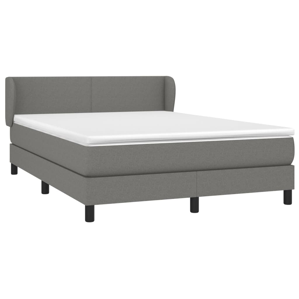 vidaXL Κρεβάτι Boxspring με Στρώμα Σκούρο Γκρι 140x200 εκ Υφασμάτινο