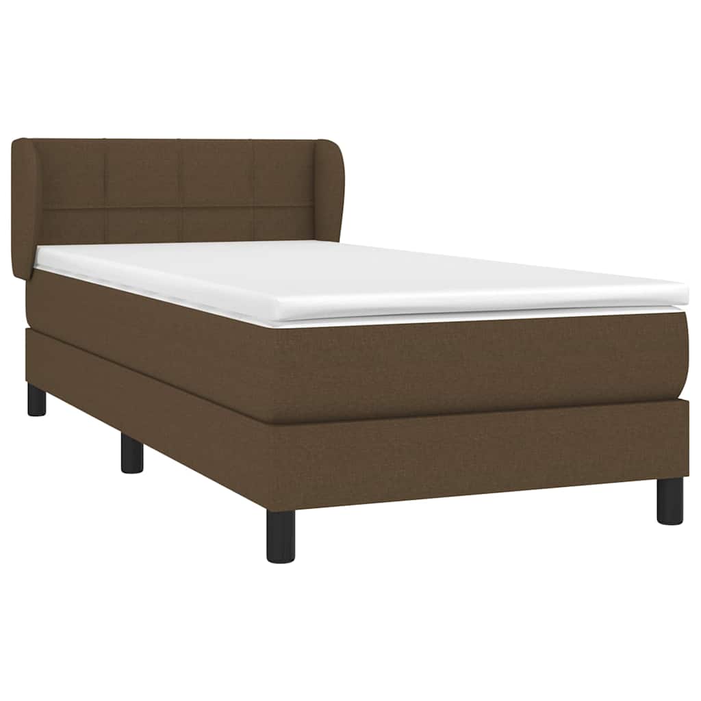 vidaXL Κρεβάτι Boxspring με Στρώμα Σκούρο Καφέ 80x200 εκ. Υφασμάτινο