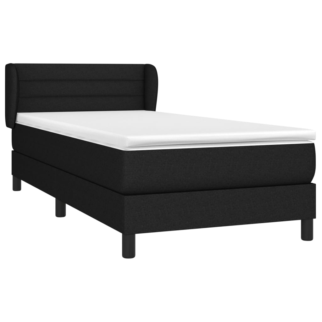 vidaXL Κρεβάτι Boxspring με Στρώμα Μαύρο 80 x 200 εκ. Υφασμάτινο