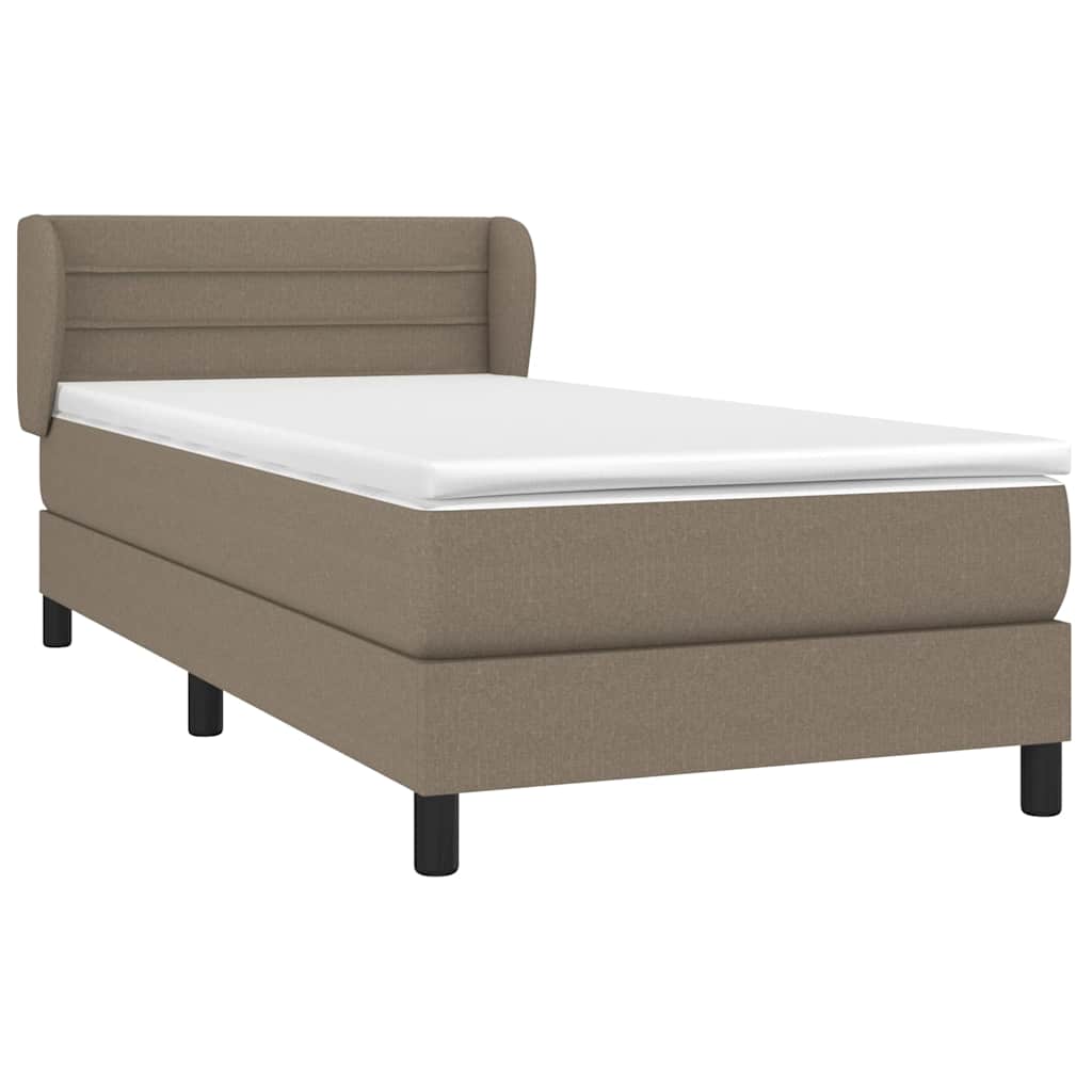 vidaXL Κρεβάτι Boxspring με Στρώμα Taupe 90x190 εκ.Υφασμάτινο
