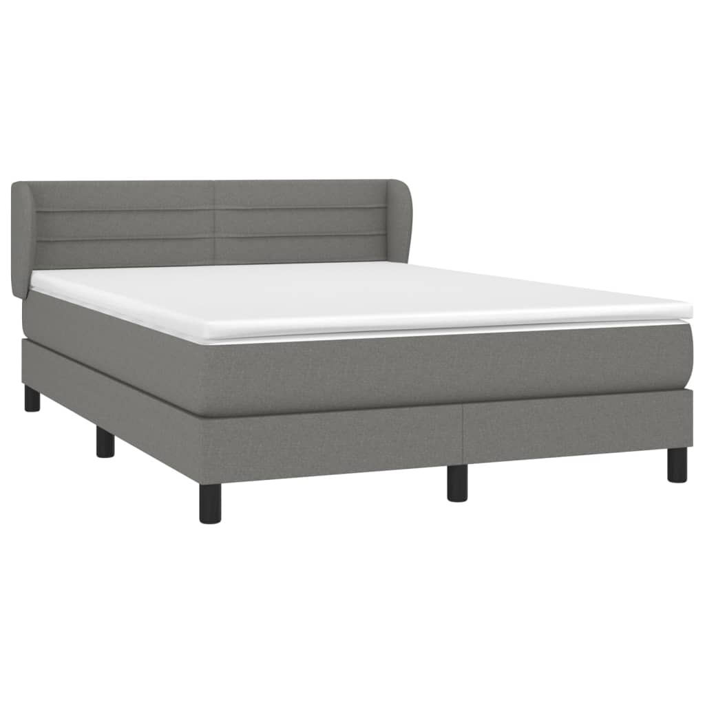vidaXL Κρεβάτι Boxspring με Στρώμα Σκούρο Γκρι 140x200 εκ Υφασμάτινο
