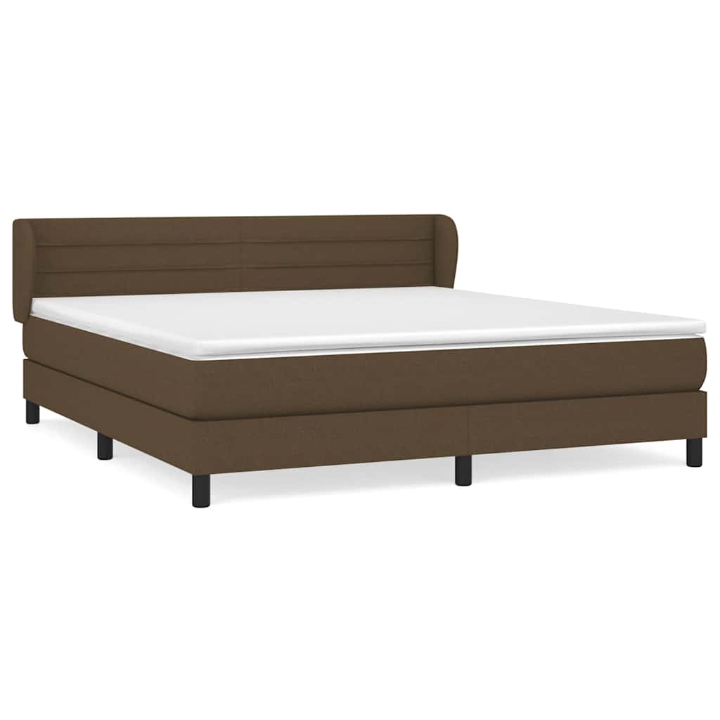 vidaXL Κρεβάτι Boxspring με Στρώμα Σκούρο Καφέ 180x200 εκ Υφασμάτινο