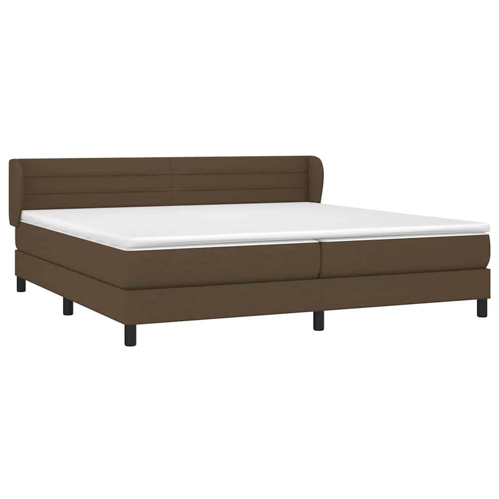 vidaXL Κρεβάτι Boxspring με Στρώμα Σκούρο Καφέ 200x200 εκ. Υφασμάτινο