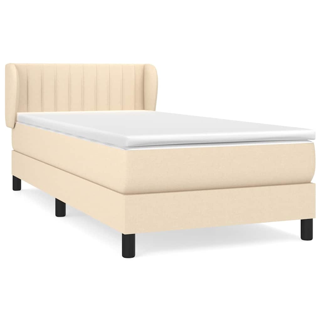 vidaXL Κρεβάτι Boxspring με Στρώμα Κρεμ 90x190 εκ.Υφασμάτινο