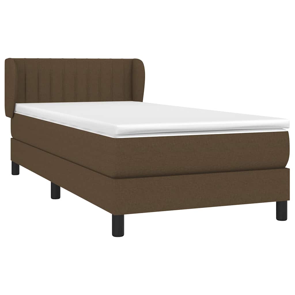 vidaXL Κρεβάτι Boxspring με Στρώμα Σκούρο Καφέ 90x200 εκ. Υφασμάτινο