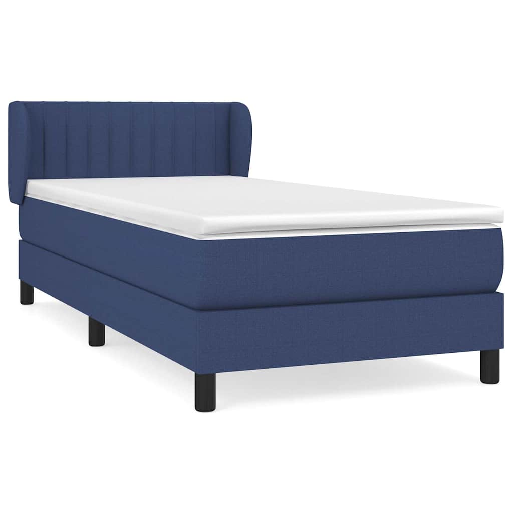 vidaXL Κρεβάτι Boxspring με Στρώμα Μπλε 100 x 200 εκ. Υφασμάτινο