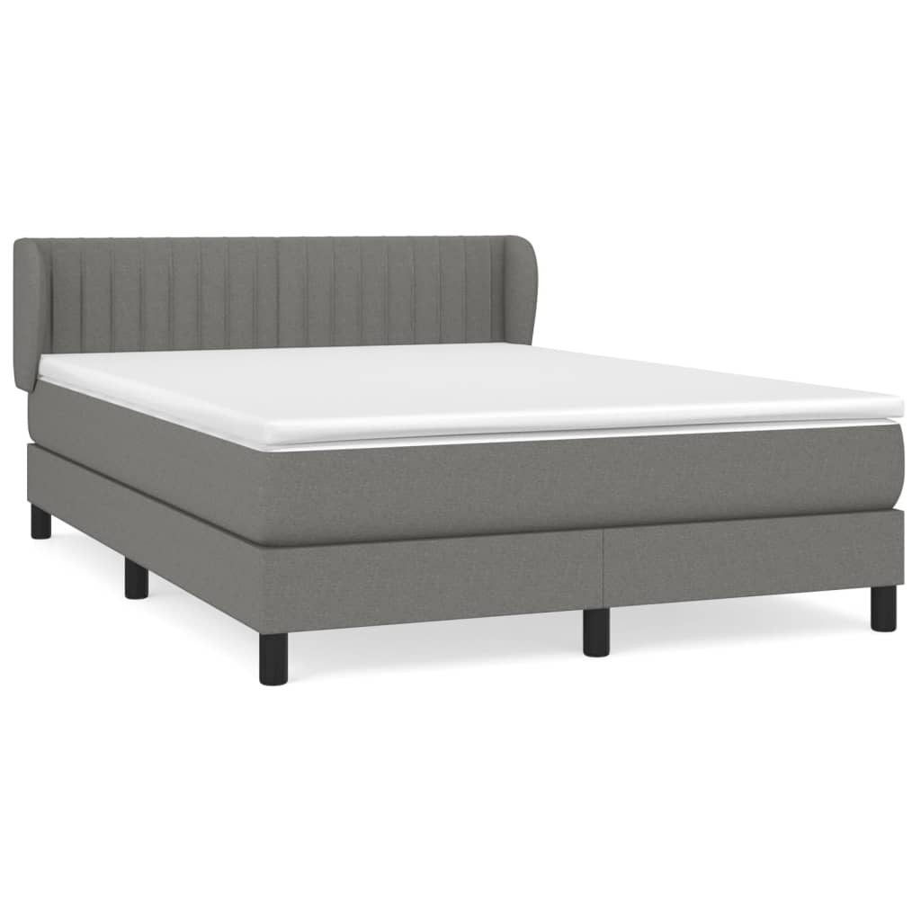 vidaXL Κρεβάτι Boxspring με Στρώμα Σκούρο Γκρι 140x200 εκ Υφασμάτινο