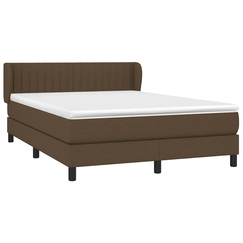 vidaXL Κρεβάτι Boxspring με Στρώμα Σκούρο Καφέ 140x200 εκ Υφασμάτινο