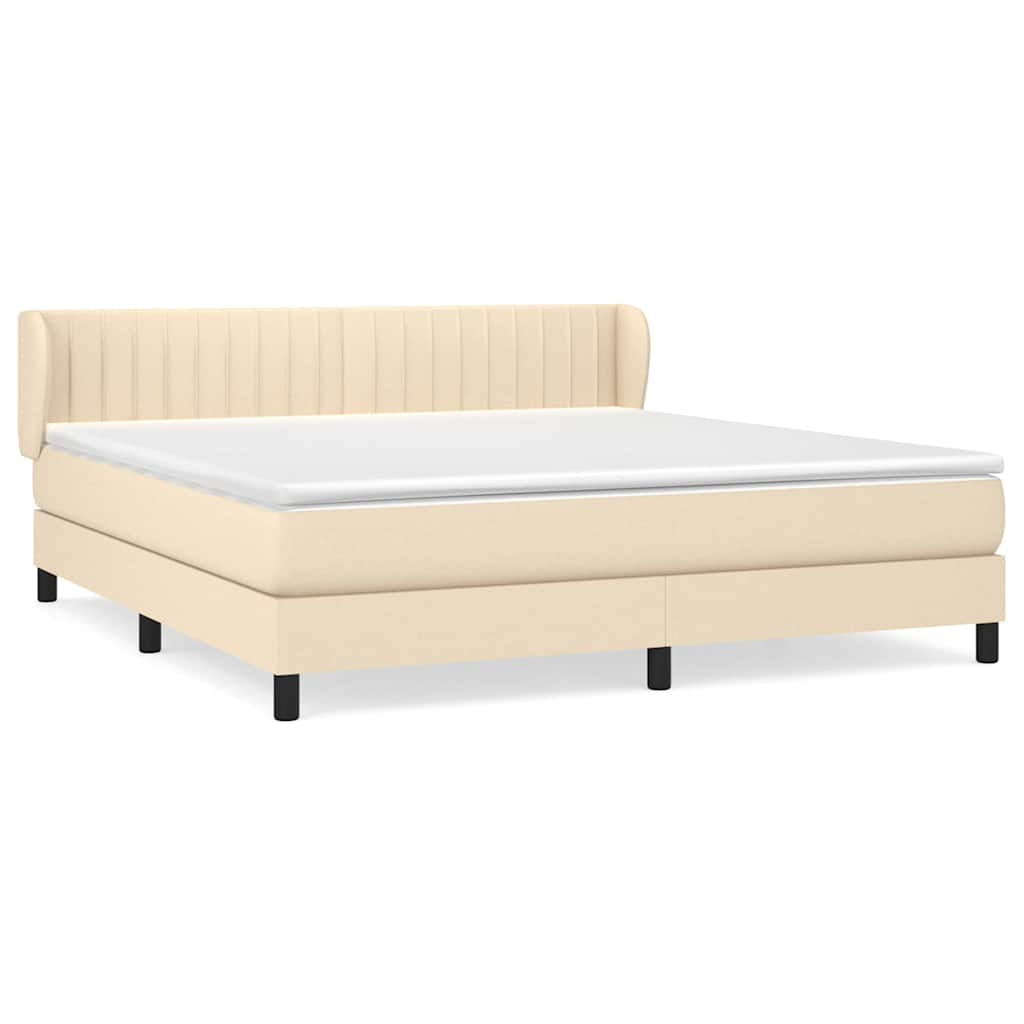 vidaXL Κρεβάτι Boxspring με Στρώμα Κρεμ 160x200 εκ. Υφασμάτινο