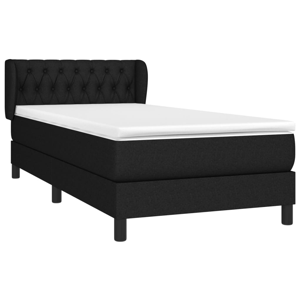 vidaXL Κρεβάτι Boxspring με Στρώμα Μαύρο 90x200 εκ. Υφασμάτινο