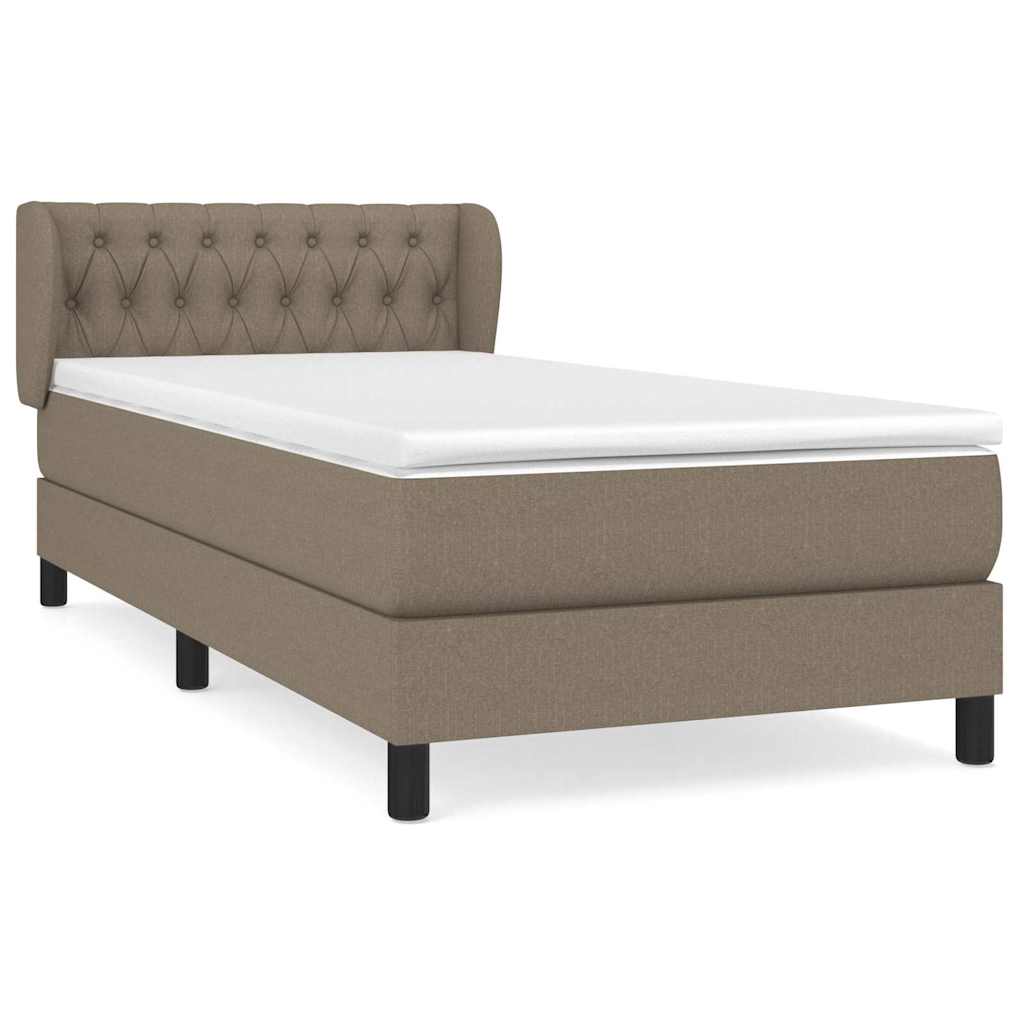 vidaXL Κρεβάτι Boxspring με Στρώμα Taupe 90x200 εκ. Υφασμάτινο