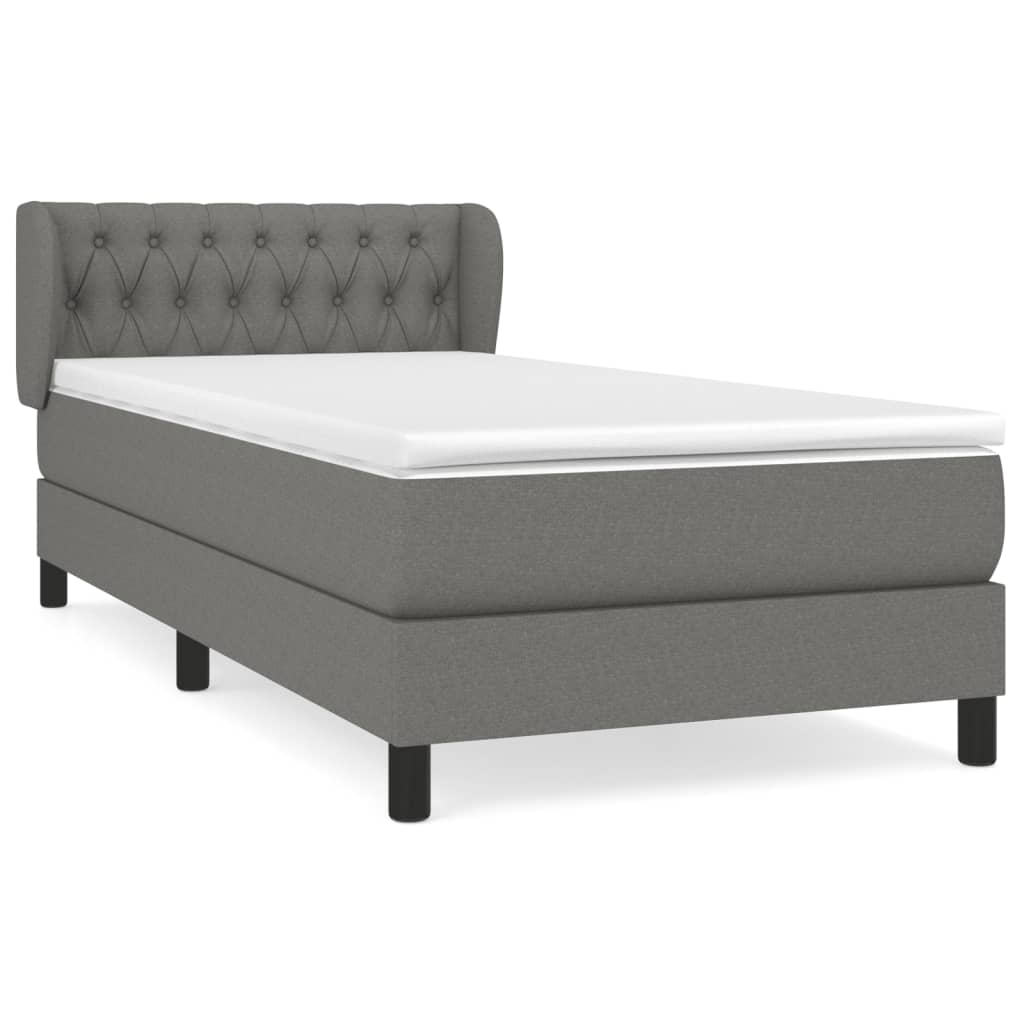 vidaXL Κρεβάτι Boxspring με Στρώμα Σκούρο Γκρι 100x200 εκ. Υφασμάτινο