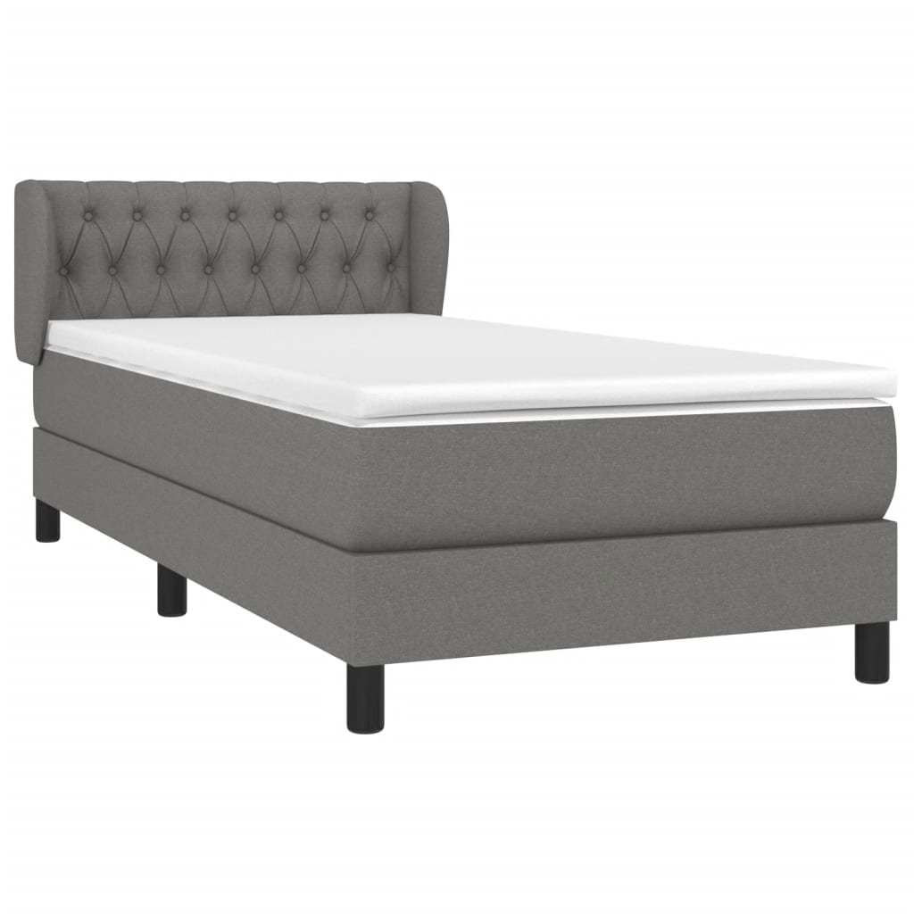 vidaXL Κρεβάτι Boxspring με Στρώμα Σκούρο Γκρι 100x200 εκ. Υφασμάτινο