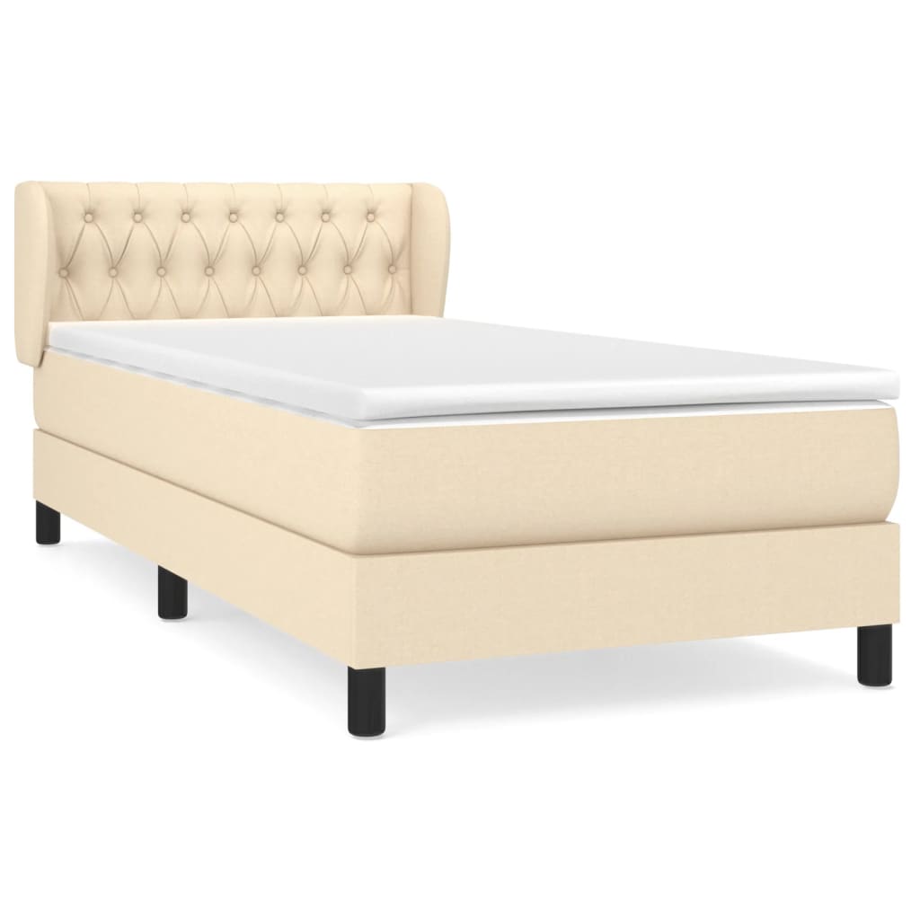 vidaXL Κρεβάτι Boxspring με Στρώμα Κρεμ 100 x 200 εκ. Υφασμάτινο