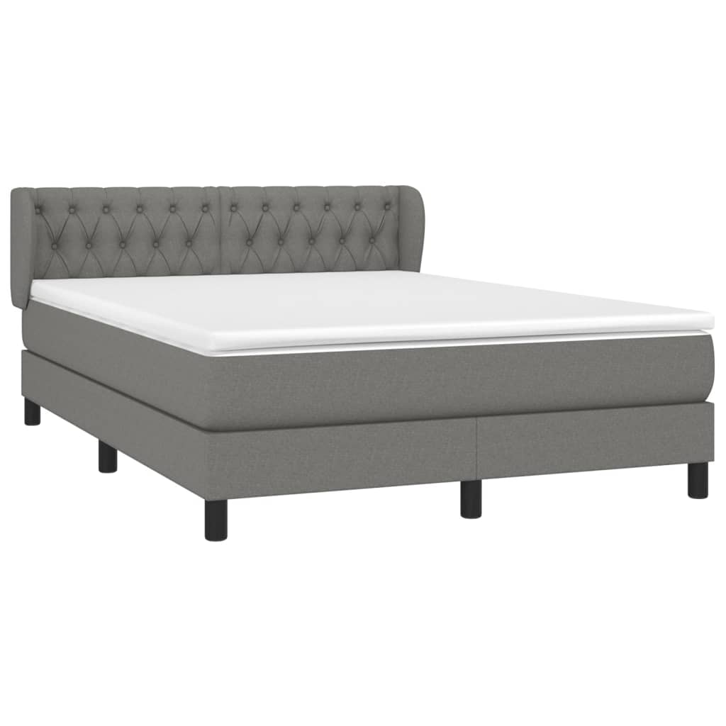 vidaXL Κρεβάτι Boxspring με Στρώμα Σκούρο Γκρι 140x200 εκ Υφασμάτινο