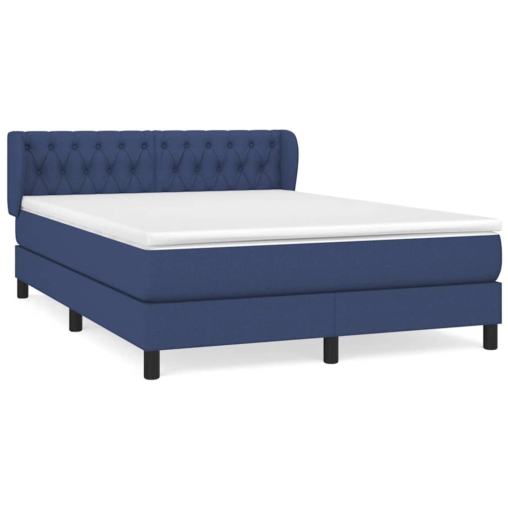 vidaXL Κρεβάτι Boxspring με Στρώμα Μπλε 140x200 εκ. Υφασμάτινο