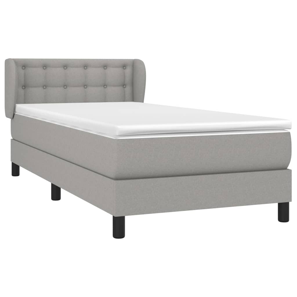 vidaXL Κρεβάτι Boxspring με Στρώμα Ανοιχτό Γκρι 80x200 εκ. Υφασμάτινο