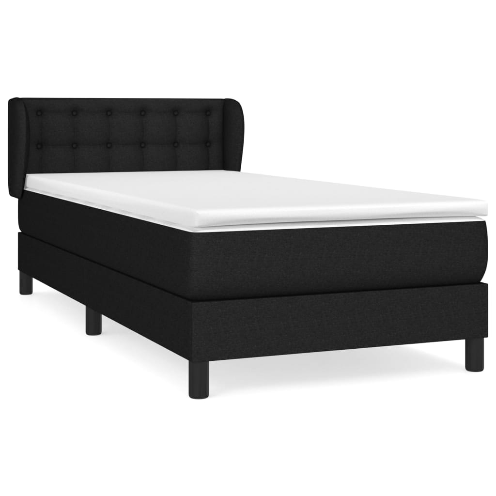 vidaXL Κρεβάτι Boxspring με Στρώμα Μαύρο 80 x 200 εκ. Υφασμάτινο