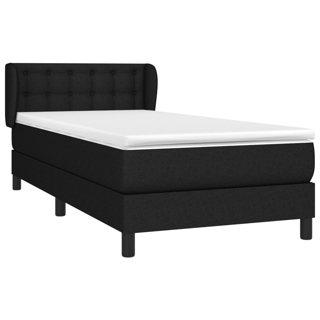 vidaXL Κρεβάτι Boxspring με Στρώμα Μαύρο 80 x 200 εκ. Υφασμάτινο