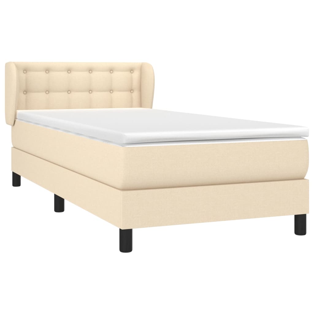 vidaXL Κρεβάτι Boxspring με Στρώμα Κρεμ 100 x 200 εκ. Υφασμάτινο