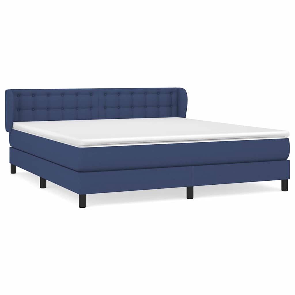 vidaXL Κρεβάτι Boxspring με Στρώμα Μπλε 160x200 εκ. Υφασμάτινο