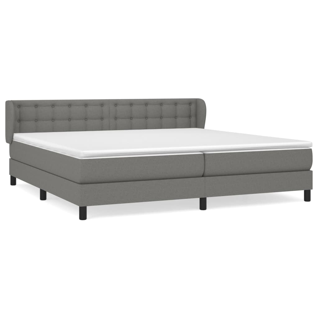 vidaXL Κρεβάτι Boxspring με Στρώμα Σκούρο Γκρι 200x200 εκ. Υφασμάτινο