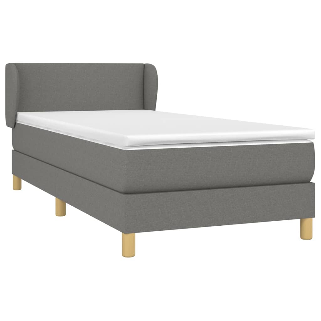 vidaXL Κρεβάτι Boxspring με Στρώμα Σκούρο Γκρι 90x200 εκ. Υφασμάτινο