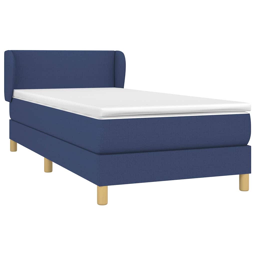 vidaXL Κρεβάτι Boxspring με Στρώμα Μπλε 90x200 εκ.Υφασμάτινο