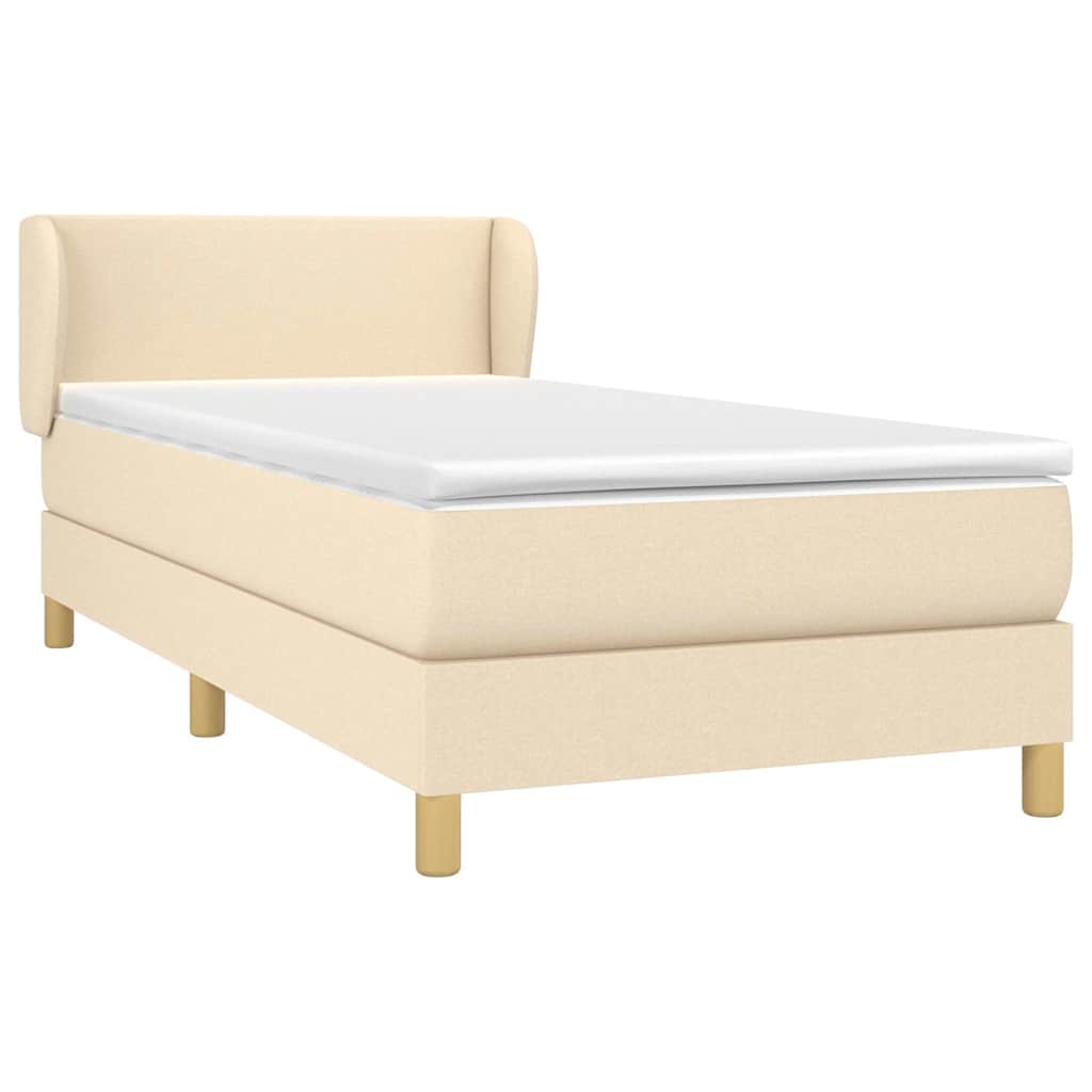 vidaXL Κρεβάτι Boxspring με Στρώμα Κρεμ 100 x 200 εκ. Υφασμάτινο
