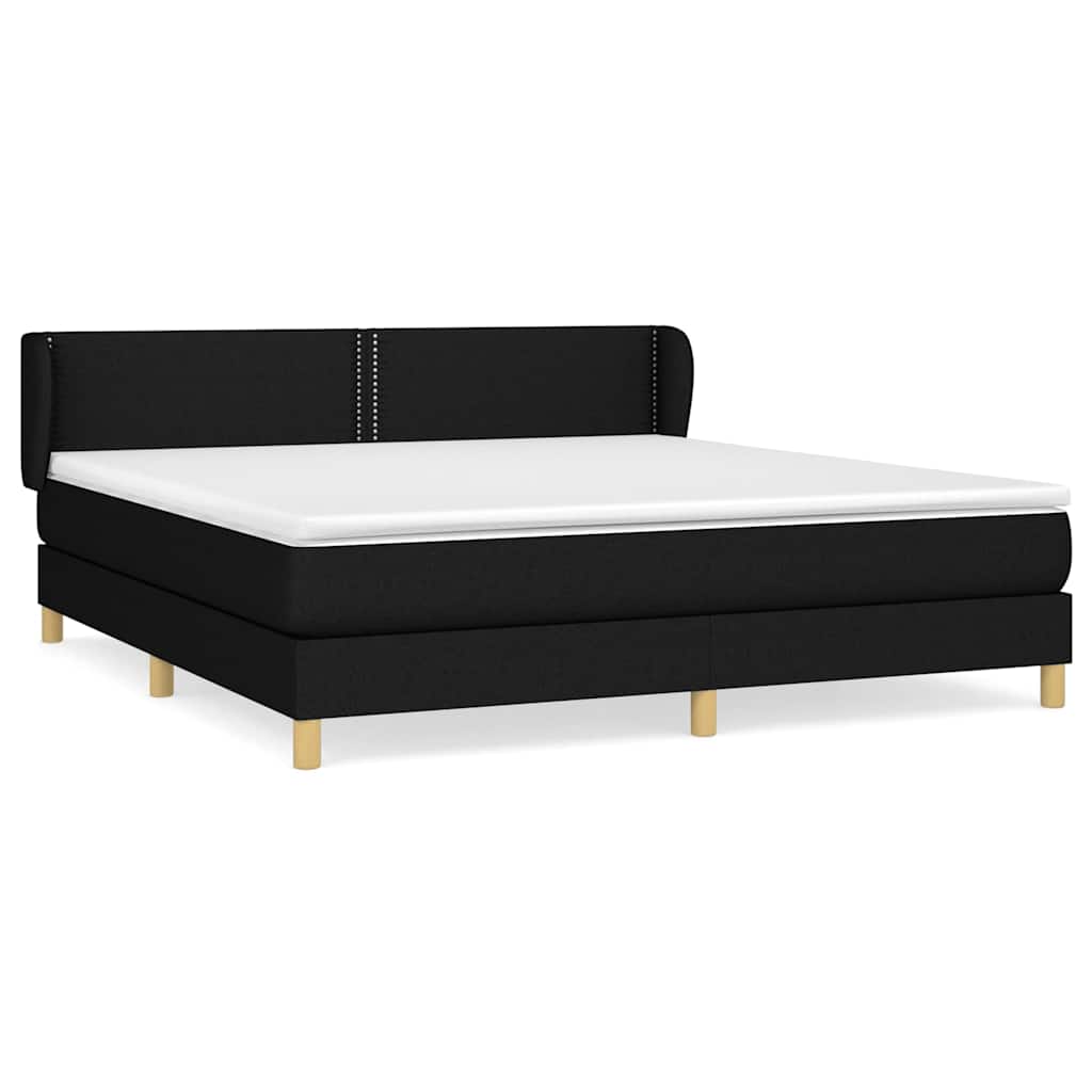 vidaXL Κρεβάτι Boxspring με Στρώμα Μαύρο 180x200 εκ. Υφασμάτινο