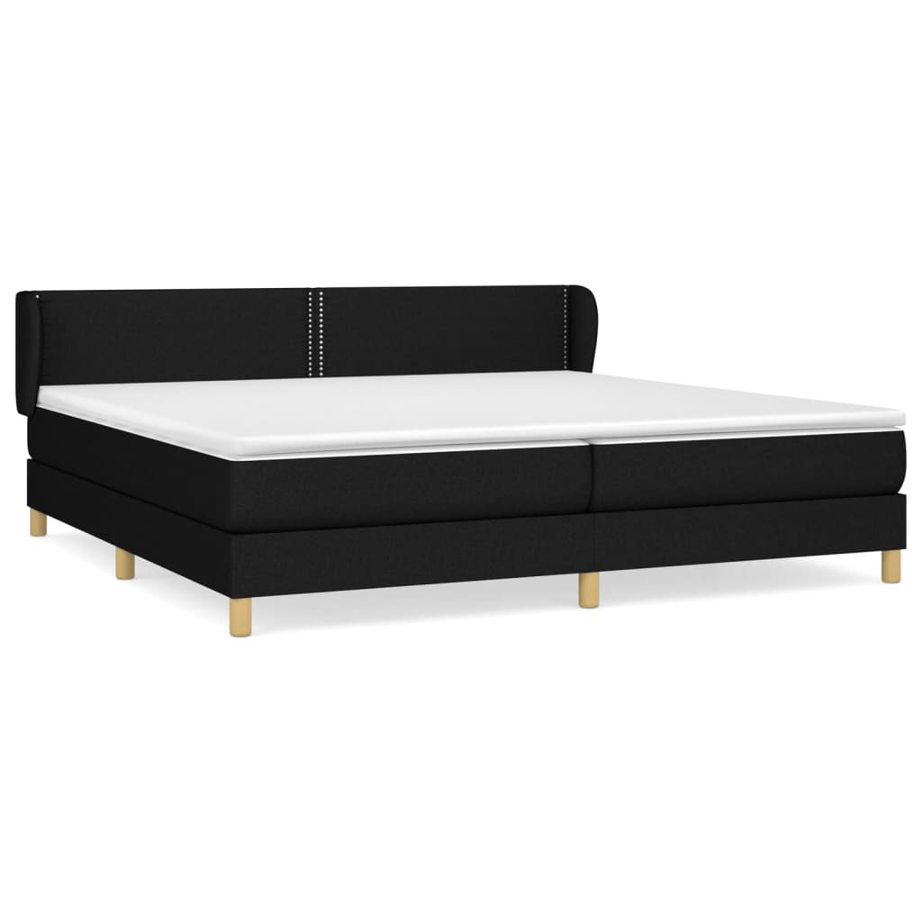 vidaXL Κρεβάτι Boxspring με Στρώμα Μαύρο 200x200 εκ. Υφασμάτινο