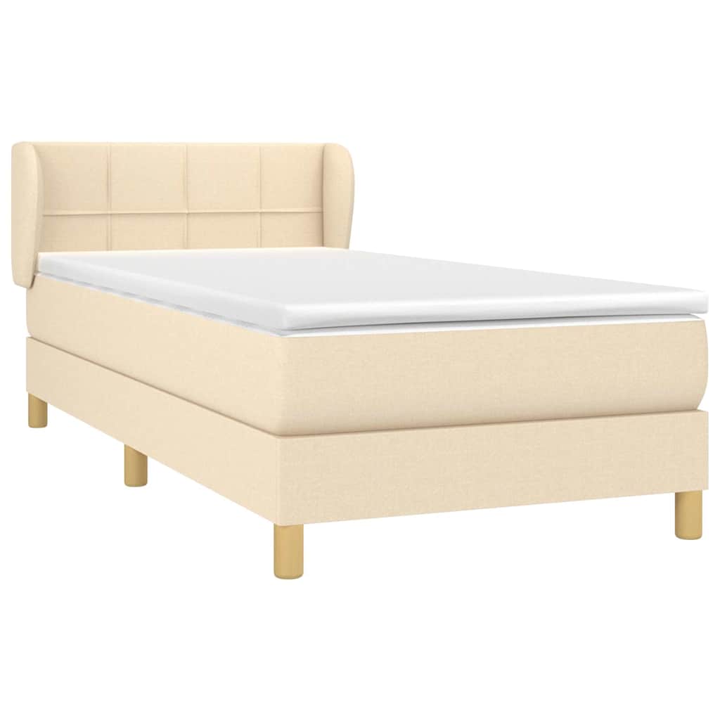 vidaXL Κρεβάτι Boxspring με Στρώμα Κρεμ 100 x 200 εκ. Υφασμάτινο
