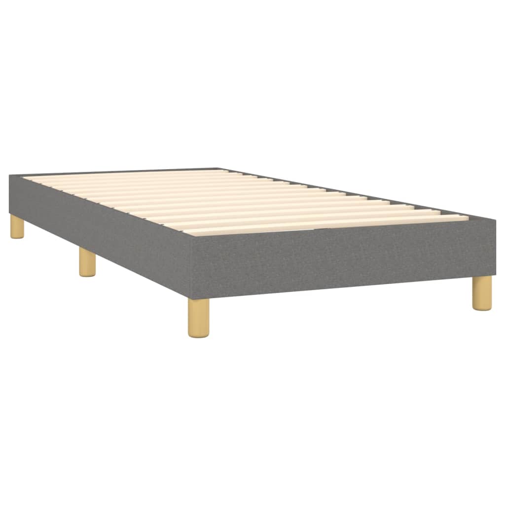 vidaXL Κρεβάτι Boxspring με Στρώμα Σκούρο Γκρι 90x200 εκ. Υφασμάτινο