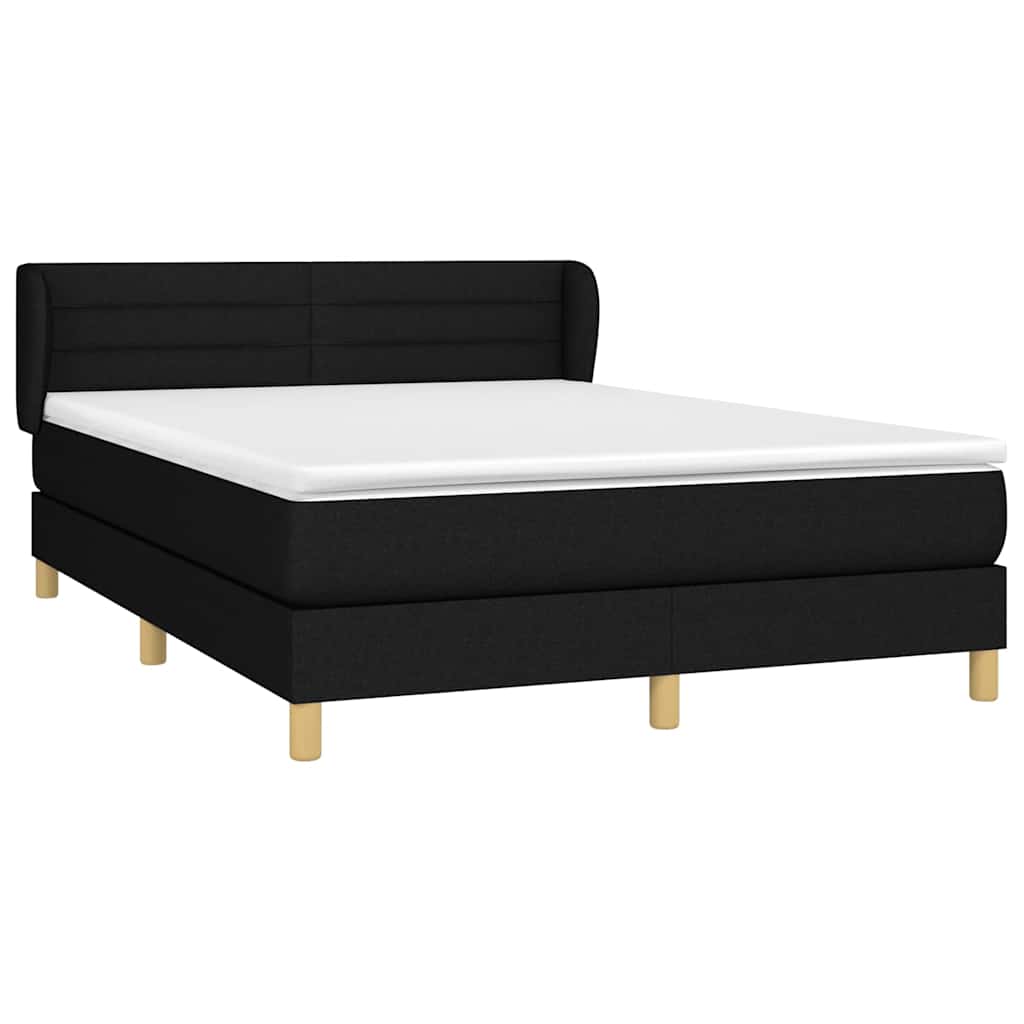 vidaXL Κρεβάτι Boxspring με Στρώμα Μαύρο 140x200 εκ. Υφασμάτινο