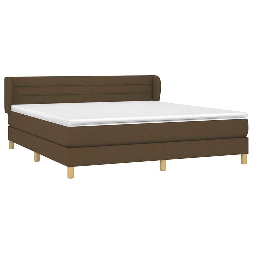 vidaXL Κρεβάτι Boxspring με Στρώμα Σκούρο Καφέ 180x200 εκ Υφασμάτινο