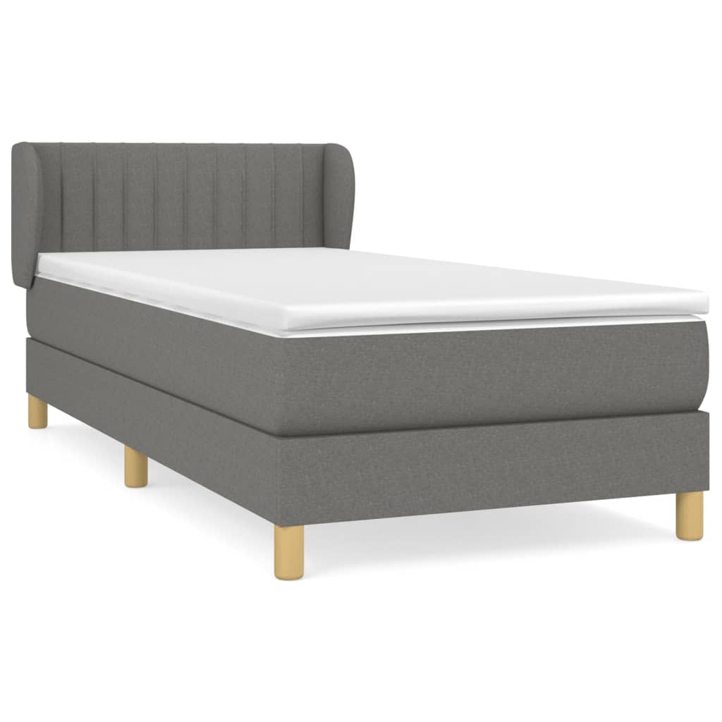 vidaXL Κρεβάτι Boxspring με Στρώμα Σκούρο Γκρι 100x200 εκ. Υφασμάτινο