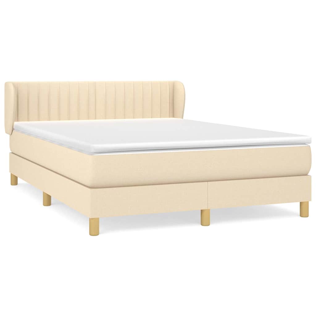 vidaXL Κρεβάτι Boxspring με Στρώμα Κρεμ 140x200 εκ. Υφασμάτινο