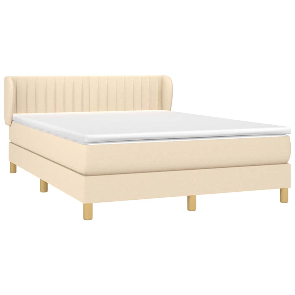 vidaXL Κρεβάτι Boxspring με Στρώμα Κρεμ 140x200 εκ. Υφασμάτινο